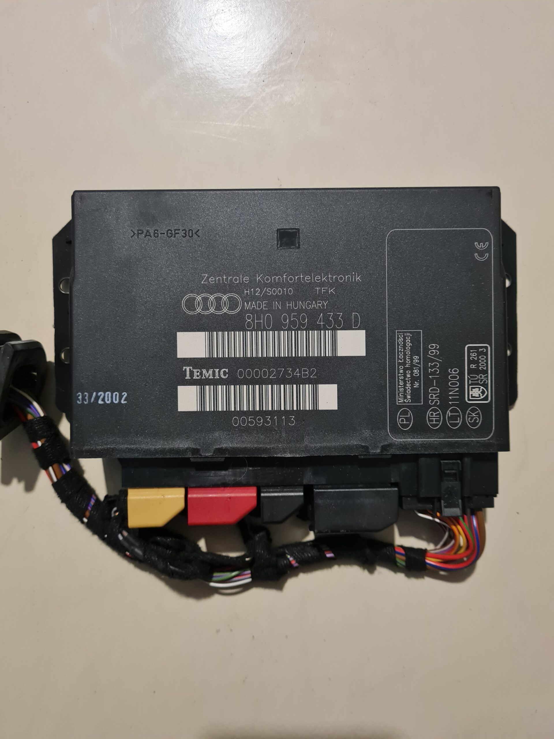 Audi A4 Cabrio Komfortsteuergerät 8H0959433D  TEMIC Modul - Image 3